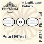 PREMIUM Rice Pearl Crystal Pearl (PM5824) 4x3mm - Pearl Effect