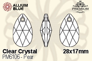 プレミアム Pear ペンダント (PM6106) 28x17mm - クリスタル - ウインドウを閉じる