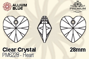PREMIUM Heart Pendant (PM6228) 28mm - Clear Crystal - 關閉視窗 >> 可點擊圖片