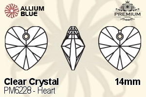 PREMIUM Heart Pendant (PM6228) 14mm - Clear Crystal - 關閉視窗 >> 可點擊圖片