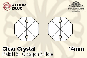 プレミアム Octagon 2-Hole ペンダント (PM8116) 14mm - クリスタル
