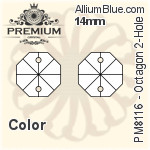 プレミアム Octagon 2-Hole ペンダント (PM8116) 14mm - カラー