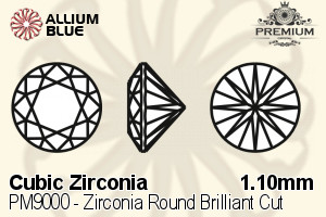 PREMIUM CRYSTAL Zirconia Round Brilliant Cut 1.1mm Zirconia Black