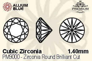 PREMIUM CRYSTAL Zirconia Round Brilliant Cut 1.4mm Zirconia Black