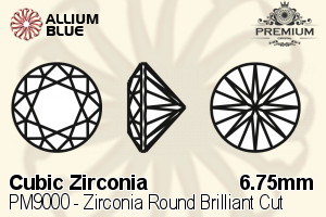 プレミアム Zirconia ラウンド Brilliant カット (PM9000) 6.75mm - キュービックジルコニア