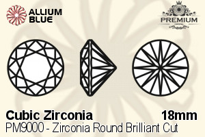 プレミアム Zirconia ラウンド Brilliant カット (PM9000) 18mm - キュービックジルコニア