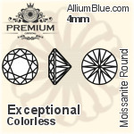 プレミアム Moissanite ラウンド Brilliant カット (PM9010) 3.5mm - Rare カラーless