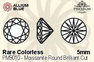 プレミアム Moissanite ラウンド Brilliant カット (PM9010) 5mm - Rare カラーless - ウインドウを閉じる