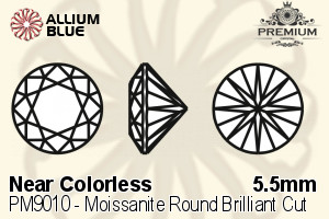 PREMIUM Moissanite Round Brilliant Cut (PM9010) 5.5mm - Near Colorless - 关闭视窗 >> 可点击图片