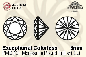 プレミアム Moissanite ラウンド Brilliant カット (PM9010) 6mm - Exceptional カラーless