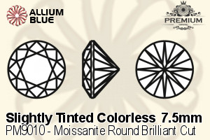 プレミアム Moissanite ラウンド Brilliant カット (PM9010) 7.5mm - Slightly Tinted カラーless