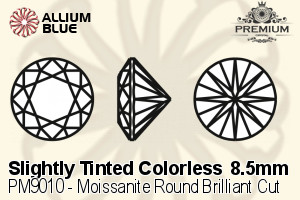 プレミアム Moissanite ラウンド Brilliant カット (PM9010) 8.5mm - Slightly Tinted カラーless - ウインドウを閉じる