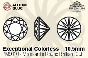PREMIUM Moissanite Round Brilliant Cut (PM9010) 10.5mm - Exceptional Colorless - 關閉視窗 >> 可點擊圖片