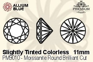 プレミアム Moissanite ラウンド Brilliant カット (PM9010) 11mm - Slightly Tinted カラーless - ウインドウを閉じる