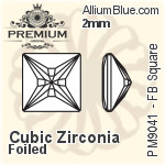 プレミアム Zirconia Flat Back Square (PM9041) 3mm - キュービックジルコニア 裏面フォイル