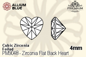 PREMIUM Zirconia Flat Back Heart (PM9048) 4mm - Cubic Zirconia With Foiling