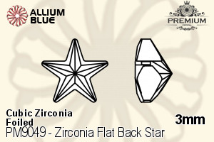 プレミアム Zirconia Flat Back Star (PM9049) 3mm - キュービックジルコニア 裏面フォイル