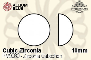 PREMIUM CRYSTAL Zirconia Cabochon 10mm Zirconia Black