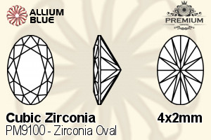 PREMIUM CRYSTAL Zirconia Oval 4x2mm Zirconia Black