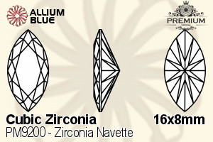 プレミアム Zirconia Navette (PM9200) 16x8mm - キュービックジルコニア