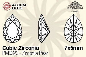プレミアム Zirconia Pear (PM9320) 7x5mm - キュービックジルコニア