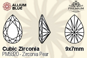 プレミアム Zirconia Pear (PM9320) 9x7mm - キュービックジルコニア