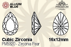 プレミアム Zirconia Pear (PM9320) 16x12mm - キュービックジルコニア