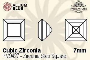 プレミアム Zirconia Step Square (PM9427) 7mm - キュービックジルコニア