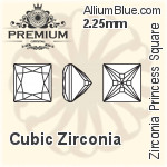 プレミアム Zirconia Princess Square (PM9447) 4mm - キュービックジルコニア