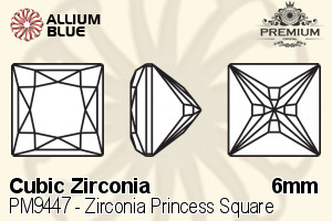 プレミアム Zirconia Princess Square (PM9447) 6mm - キュービックジルコニア