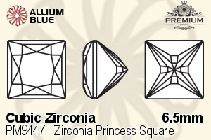 プレミアム Zirconia Princess Square (PM9447) 6.5mm - キュービックジルコニア