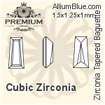 PREMIUM Zirconia Tapered Baguette (PM9503) 2x1.5x1.2mm - Cubic Zirconia