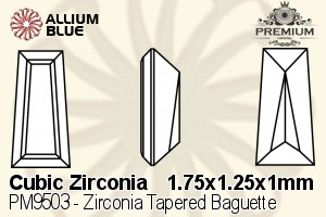 PREMIUM Zirconia Tapered Baguette (PM9503) 1.75x1.25x1mm - Cubic Zirconia - Click Image to Close