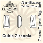 PREMIUM Zirconia Tapered Baguette (PM9503) 2x1.5x1mm - Cubic Zirconia