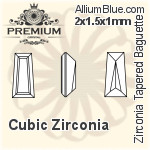 PREMIUM Zirconia Tapered Baguette (PM9503) 2.5x1.25x1mm - Cubic Zirconia