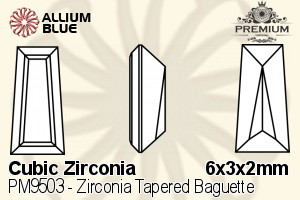 PREMIUM Zirconia Tapered Baguette (PM9503) 6x3x2mm - Cubic Zirconia