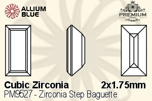 プレミアム Zirconia Step Baguette (PM9527) 2x1.75mm - キュービックジルコニア - ウインドウを閉じる