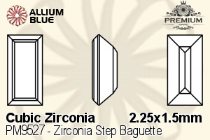 PREMIUM Zirconia Step Baguette (PM9527) 2.25x1.5mm - Cubic Zirconia - 关闭视窗 >> 可点击图片