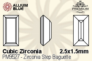 PREMIUM Zirconia Step Baguette (PM9527) 2.5x1.5mm - Cubic Zirconia - Click Image to Close