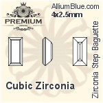 プレミアム Zirconia Step Baguette (PM9527) 4x2mm - キュービックジルコニア