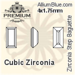 プレミアム Zirconia Step Baguette (PM9527) 4x1.5mm - キュービックジルコニア