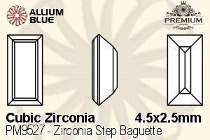 プレミアム Zirconia Step Baguette (PM9527) 4.5x2.5mm - キュービックジルコニア