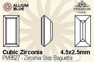 PREMIUM Zirconia Step Baguette (PM9527) 4.5x2.5mm - Cubic Zirconia