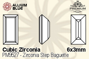 プレミアム Zirconia Step Baguette (PM9527) 6x3mm - キュービックジルコニア