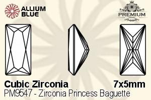 PREMIUM CRYSTAL Zirconia Princess Baguette 7x5mm Zirconia Blue Topaz