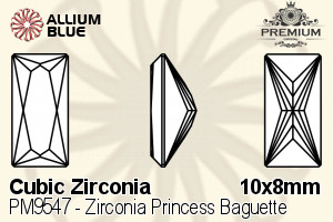 PREMIUM CRYSTAL Zirconia Princess Baguette 10x8mm Zirconia Blue Topaz