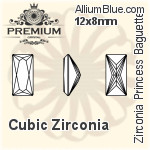 PREMIUM Zirconia Princess Baguette (PM9547) 16x12mm - Cubic Zirconia