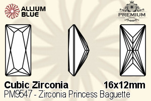 PREMIUM CRYSTAL Zirconia Princess Baguette 16x12mm Zirconia Pink