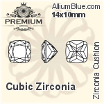 プレミアム Zirconia Cushion (PM9658) 12x10mm - キュービックジルコニア