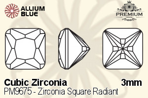 プレミアム Zirconia Square Radiant (PM9675) 3mm - キュービックジルコニア